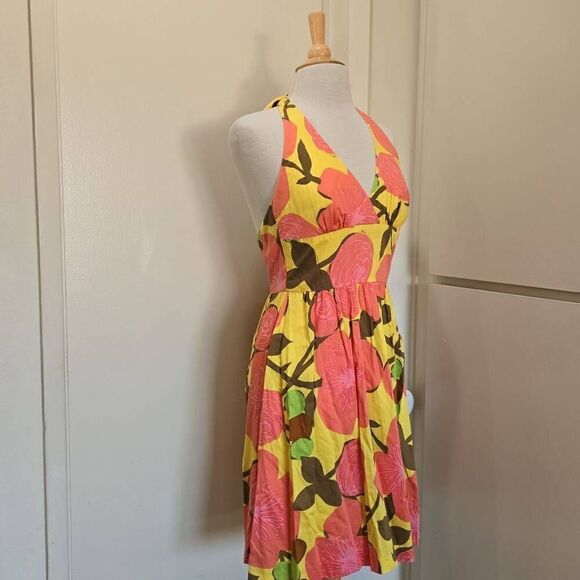 Trina Turk retro style yellow/orange halter sundress, Pre-owned, sz.4 - Picture 5 of 10